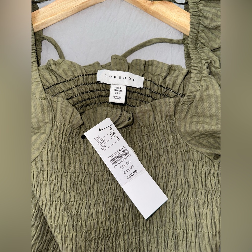 Topshop olive blouse size 2
